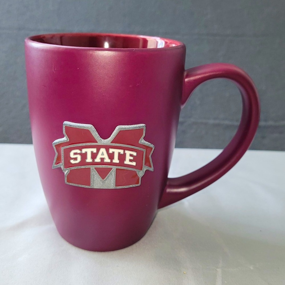 Maroon Mississippi State University M STATE Decorated Ceramic Coffee Mug 15 oz